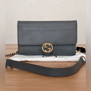 Gucci Dollar Calfskin Interlocking G Wallet On Chain with dustbag and COA